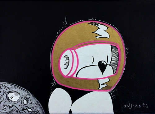 Roast Beef, Against Gold The Light Of The Infinite Achieves Value. 9″ x 12″, $700. Metallic gold (oil) and acrylic on stretched canvas. Please contact chris@achewood.com to purchase.